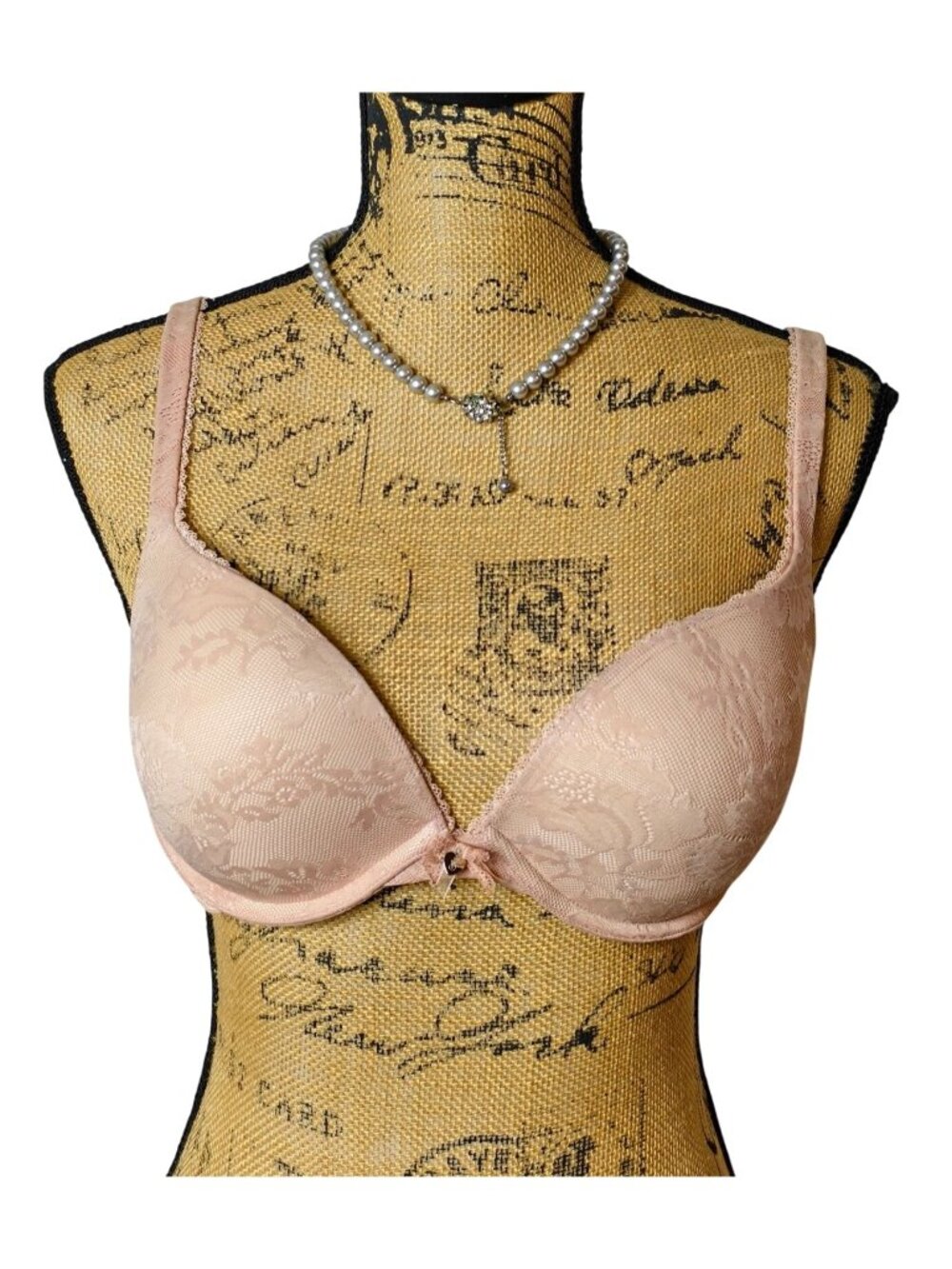 Victorias Secret 36C Body By Victoria Push-Up Light Pink Lace Underwire Adjusts
